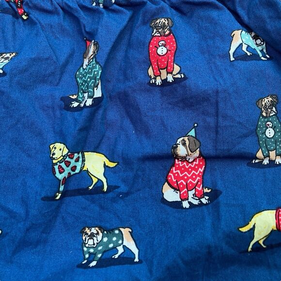 J Crew Boxers Mens M Blue Christmas Dog Print Cotton Sleep Lounge Shorts Pajama - Picture 7 of 12